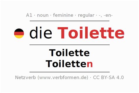 Declension of German noun Toilette with plural and .